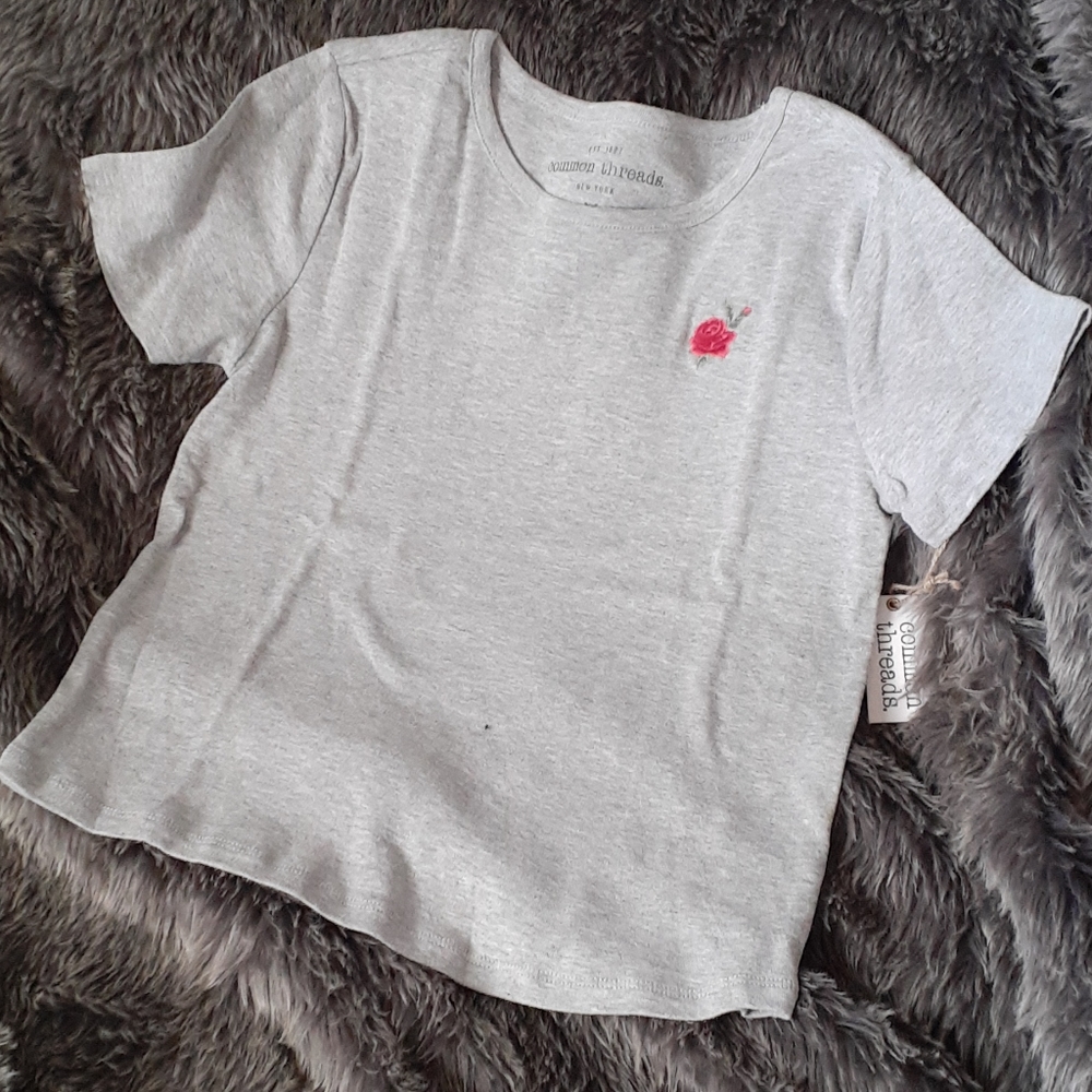 Common Threads Embroidered Rose Tee